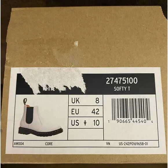 Dr Martens 2976 White Smooth Leather Chelsea Boots Shoes Sz 9 And 10 Available - Picture 9 of 10
